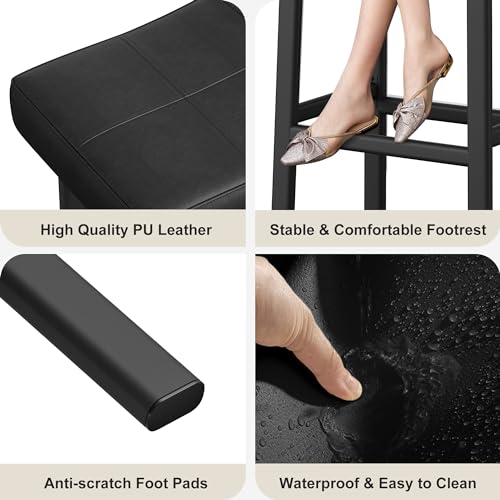 24 Inch Counter Height Bar Stool, Set of 4 Modern Upholstered Barstools for Kitchen Island, Padded Saddle Seat with Curved Cushion, Durable Metal Legs & Footrest, Black by PeakPursuit - Used condition - Image 4