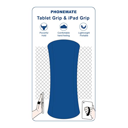 PHONEMATE Tablet Grip for Most Tablets - Elastic Silicone Strap Finger Grip Attachable to Magnetic Mount - Ultra Slim Finger Grip for Tablet - Grip it Securely for Texting, Photos and Selfies