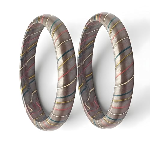 Image of Traditional Rajasthani Lac Bangles for Women and Girls, Jaipuri Lahariya Design Lakh Lah Kada, Multicolor Striped Pattern, Red Green Maroon Sky Blue Pink Purple Yellow Grey Set of 2