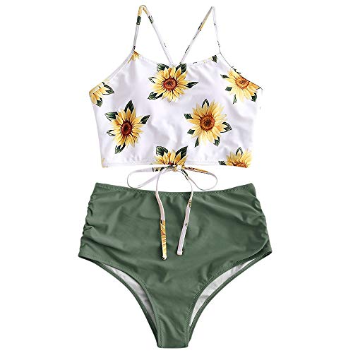 ZAFUL Women's Tie Dye TankiniTie Dye Tankini Bikini Swimsuit Two Piece Swimwear (Camouflage Green, M)