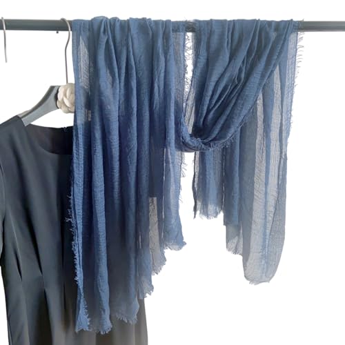 Image of Crinkled PolyCotton Scarf for Women - 180 x 90 cm Stole for Women | PolyCotton Scarf for Summers, Head Cover for Women | Lightweight Scarf for Women | Women Accessory