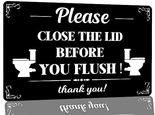Vuplkhu Metall-Blechschild mit Aufschrift ""Please Close The Lid Before You Flush"", lustige Wanddekoration für Bar, Café, Clubs, Toilette, Toilette, Schilder, 20,3 x 30,5 cm