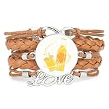 Pulsera Ajustable De Cuero Trenzado Con Diseño De Flujo De Partículas Y Brindis Por El Festival De La Cerveza, Brazalete Étnico, Accesorio De Amor, Regalo De Cumpleaños Y Navidad, Color Marrón.