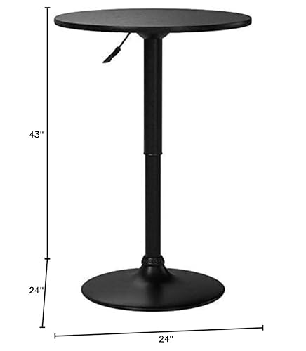 Armen Living Bentley Height Adjustable Swivel Pub Table With Black Wood Finish And Black Base #TOP2