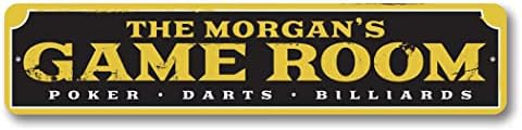 Aluminum Sign Game Room Poker Darts Billiards Personalized Themed for Home Metal Wall Decor Entertainment Space Hanging Plaque with Pre-Drilled Holes 6x24 Inch image 5