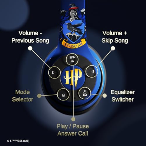 iJoy Harry Potter Ravenclaw Bluetooth Headphones with Built in Mic | Officially Licensed Wireless Headphones, Foldable Headset | Harry Potter Gifts for Women, Men, Teens, Kids & All Fans of Ravenclaw by iJoy - Used condition - Image 5