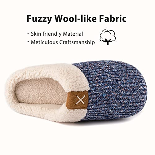 ULTRAIDEAS Women's Indoor Bedroom Slipper with Memory Foam, Gift for Women, Wool-Like House Shoe with Anti-Skid Rubber Sole for Ladies(Size8.5,Light Blue)