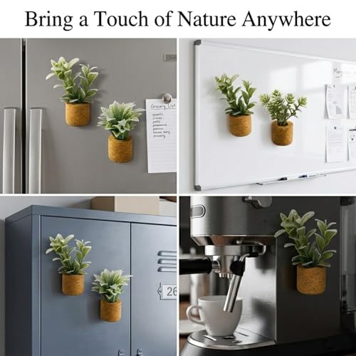 4Pcs Plant Fridge Magnets,Mini Vase Magnets for Fridge with Fake Plants,Cute Refrigerator Magnets for Kitchen Home Decoration,Gifts for Women and Men Dad Grandpa — view 6
