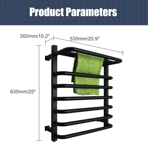 Toallero de pared negro con control inteligente de temperatura 8