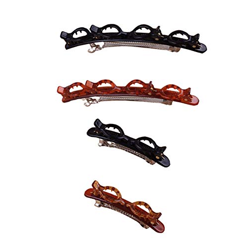 4PCS Hair Clips Double Layer Twist Plait Tools Hairstyle Hairpin Hair Twister Clip Headband Multi-Layer Hollow Woven Headband Double Bangs for Knitting Hair