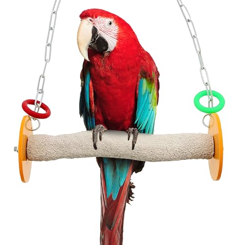Sweet Feet and Beak Roll Bird Swing - Perch Bird Toys Trims Nails and Beaks, Safe and Non-Toxic Bird Cage Accessories for Small and Large Birds, Swinging Toys Birds Will Love, XL 11 Inches