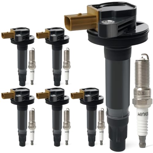 Image of Set of 6 Ignition Coil Packs & Iridium Spark Plugs Compatible with 3.5L V6 Turbo Ford F150 Expedition Explorer Flex Taurus Transit 150 250 350 HD, Lincoln MKS MKT Navigator Replace UF646 DG549 SP534