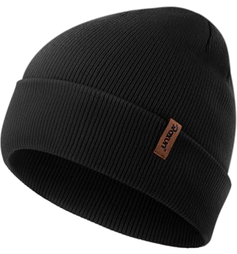 ROXUN Beanie for Men/Women Winter Hat Knit Cuffed Soft Warm Unisex Skull Stocking Cap Black