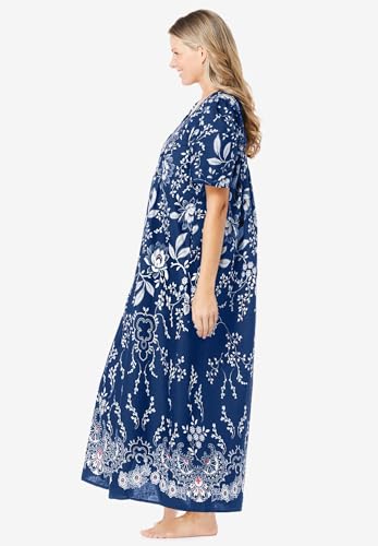 Only Necessities Women's Plus Size Bib Front Lounger House Dress, Nightgown3