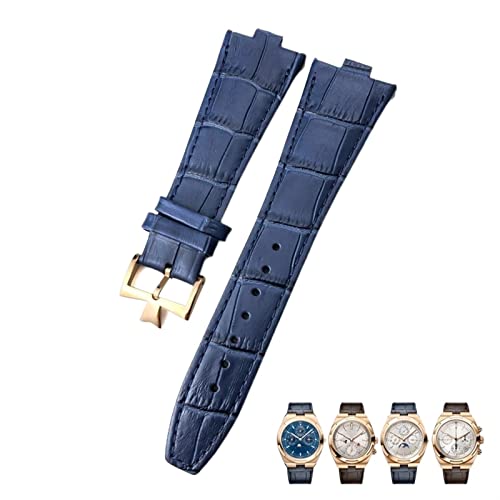 para Bandas de Reloj de Grano de bambú de Color marrón Negro Negro de 25 mm de Cuero Genuino de Cuero Convex
