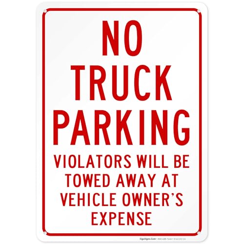 No Truck Parking Sign, 10x14 Inches, Rust Free .040 Aluminum, Fade Resistant, Made in USA