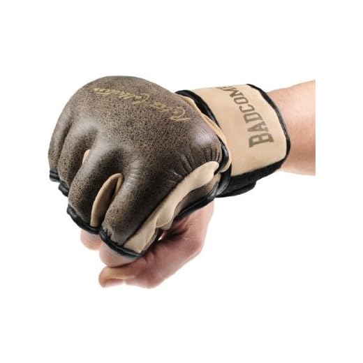 Bad Company Retro Rindsleder MMA Handschuhe I Leder Trainingshandschuhe ohne Finger I Gr. L