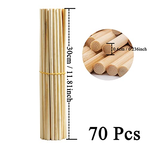 Miniatura 2 de Hotkrump 70 Varillas De Bambú Para Manualidades, Bastones De Bambú Para Manualidades, Largas Y Redondas, Varillas De Madera Naturales, Para Manualidades, Decoración 30 Cmx6mm