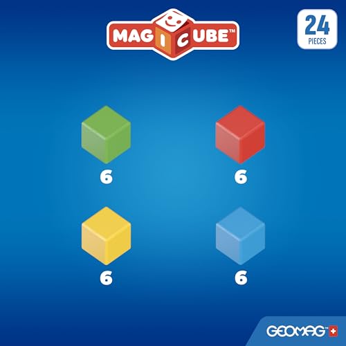 Geomag Magicube Magnetic Blocks for Toddlers Ages 1–5 | Swiss-Made STEM Building Toy Sets | Multiple (MAGICUBE_24PCS_Montessori)