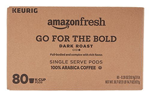 Image of AmazonFresh Go For the Bold, Dark Roast Coffee, Single Serve Cups, 80 Count