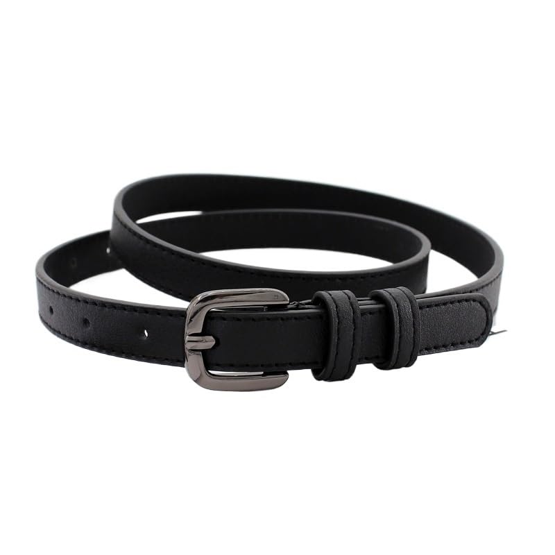 PU Women's Belts Square Pin Buckle Decorative Belts Thin Women's Jeans Belts(D)