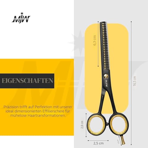 MJW Haarausdünnungsschere – Haarschneideschere aus Edelstahl, professionelle Friseurschere zum Verblenden, ideale Schere zum Strukturieren und Schichten für Männer und Frauen