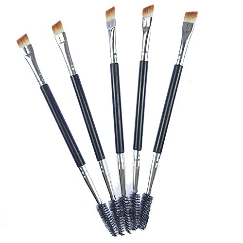Fliyeong 5pcs pinceau à sourcils double extrémité applicateur de sourcils outils de toilettage de maquillage maquillage cosmétique brosse de beauté pour les femmes filles (noir)