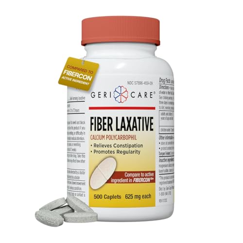 GeriCare Fiber Laxative - 625mg Calcium Polycarbophil Supplement - Gentle