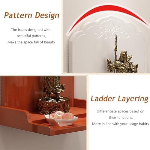 Modern Chinese Buddha Altar Shelf - Wall Mounted Wooden Offering Table, Sleek Pagoda Design, Spiritual Cabinet for Home Décor, Meditation & Zen Space Organizer