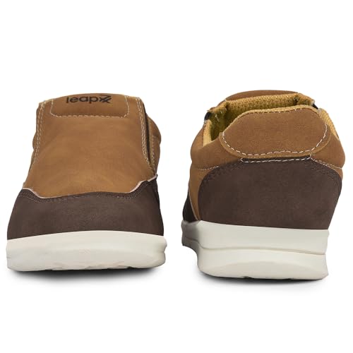 Image of Liberty Leap7x FRINKS-2E Casual Non Lacing Sneakers for Men - Blue & Camel | Suitable for Travel, College, Office | Comfortable Slip-On Casual Shoes | Lightweight Stylish Fashion Footwear for Gents