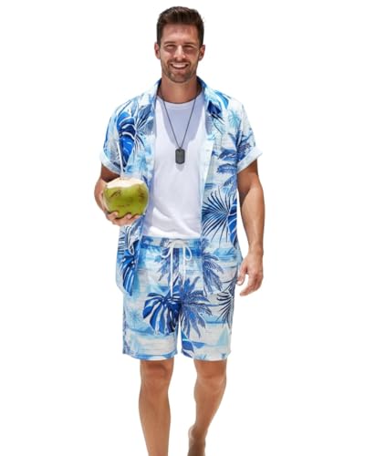 Men’s Polyester Floral Co‑Ord Set – 50% Off Summer Shirt & Drawstring Shorts