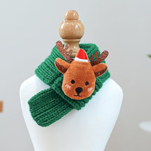 BT Bear 2 PCS Christmas Pet Scarf with Christmas Hat Set,Dog Knitted Scarf Puppy Cat Christmas Costume Pet Scarves Holiday Dress Up for Cats Small Dogs (Green,M) - Image 3