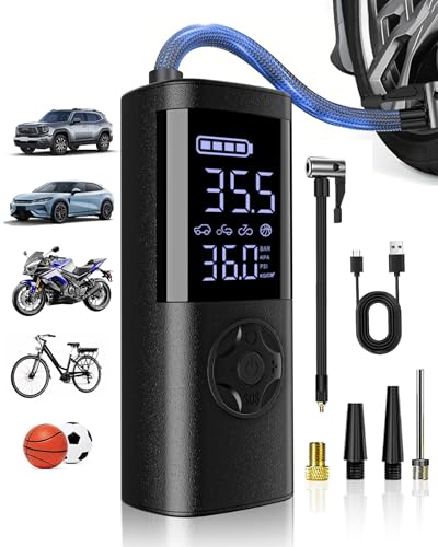 LAMPEGGIANTE E DISPLAY DIGITALE: Il compressore elettrico di pneumatici è dotato di 3 modalità di luci LED (illuminazione/strobo/SOS). Le luci super luminose aiutano a gonfiare e cambiare gli pneumatici più facilmente di notte, mentre le modalità strobo e SOS sono utili in caso di soccorso. Il compressore auto di un ampio display digitale che riporta dati precisi in tempo reale, consentendo di capire la pressione degli pneumatici con un solo sguardo!