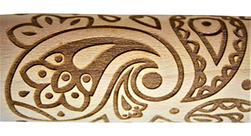 Embossed Rolling Pin Paisley Multi-Purpose Engraving Eco-Friendly Naturally Made Baking Accessory Tool For Pastries & Arts Ablazingbee #TOP4