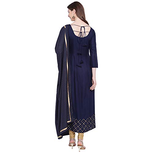 Image of Stylum Women's Checkered Rayon Flared Kurta with Dupatta Set