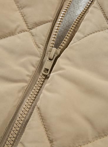 Dokotoo Womens Oversized Puffer Vest Casual Full Zip Stand Collared Fleece Vest Quilted Padded Warm Coat Outwear 6