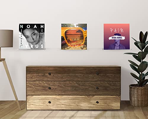 Intellimade - Acrylic Vinyl Record Shelf, Wall Mount Album Record Holder, Plexiglass Floating Book Display, Easy Install Acrylic Vinyl Storage Rack For Studio And Homes. 12 Inches, 6 - Pack #TOP5