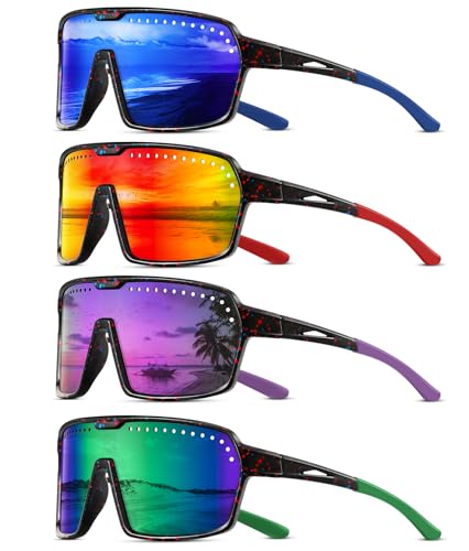 DioKiw 4PCS Sport Polarized Sunglasses Men Fashion UV Protection Fishing