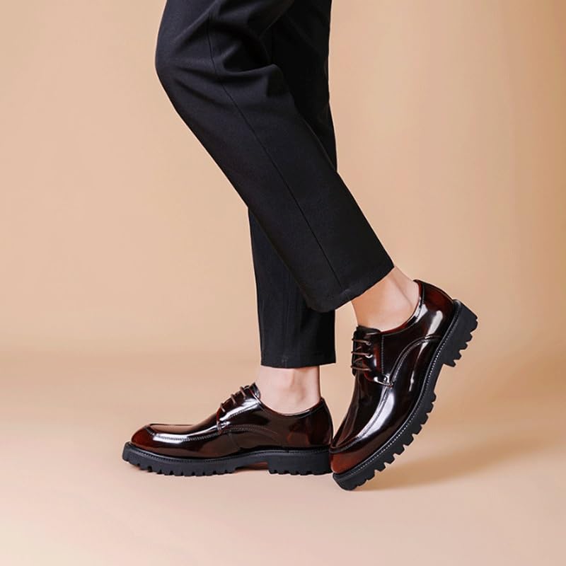 Mens Classic Formal Oxford Lace Up Wedding Pointed Toe Dress Shoes Fashion Round-Toe Low Top Leather Derby Shoes for Men3