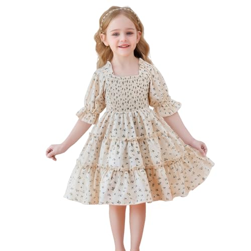TTYAOVO Little Girl Smocked Dress Princess Casual Summer Sundress2