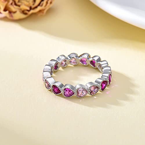 Heart Pink Rings 925 Sterling Silver Jewelry Cubic Zirconia Synthetic Rings Valentine's Day Anniversary Presents for Women3