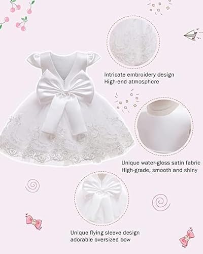 Keaiyouhuo HU-XI-201 3M-3T Toddler Baby Girls Dress Pageant Wedding Flower Girls Dress Formal Gowns Embroidered Lace Dress + Headwear thumb #4
