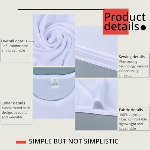HTVRONT 5 Pack Polyester Sublimation T-Shirts Blanks - White Blank Crew Neck Short Sleeve Sublimation Shirts3