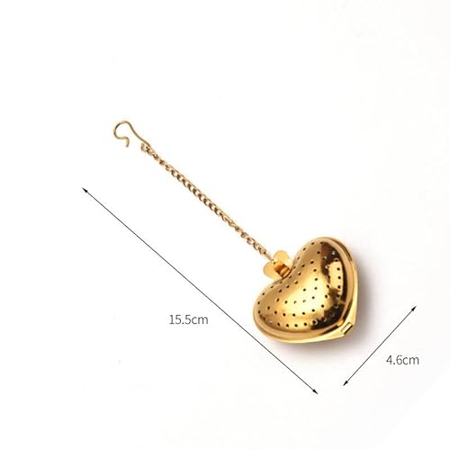 Stainless Steel Creative Tea Infuser Metal Heart Shape Reusable Tea Coffee Filter Strainer Teapot Accessory Kitchen Gadget Too (Gold) #TOP5