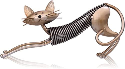 Tooarts Escultura artística em forma de Gato feita com mola metálica para decoração de casa