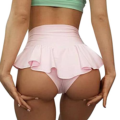 Women's Ruffle High Waisted Yoga Shorts Booty Hot Panties Butt Lifting Short Workout Gym Dance Shorts Clubwear