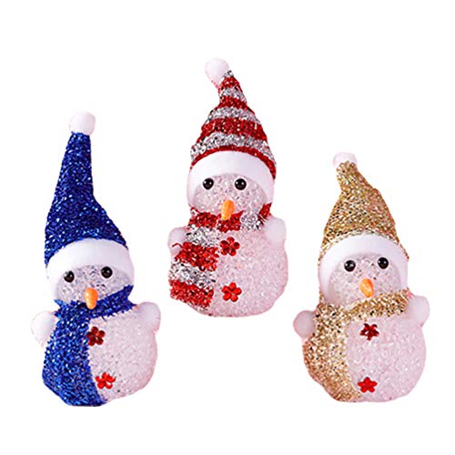 SOLUSTRE 3 Stücke LED Schneemann Figur Nachtlicht Kristall Acryl...