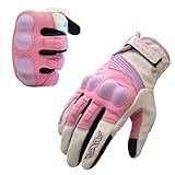 VXW Motorcycle Gloves for Women - with Palm Sliders & Full Finger Touchscreen Design, High-Speed Sports Gear for MTB/ATV/BMX/Motocross/Racing/Dirt Bike Gear(Small, Pink)