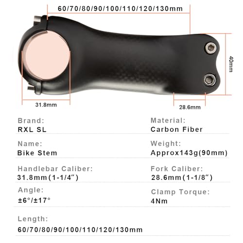 Rxl Sl RXLUSA-4-093 Carbon Fiber Stem Rxl Stem Carbon Stem Road Bike 6° Carbon Road Stem Carbon Stem Road Bike Stem Carbon 60Mm Stem Mtb Carbon Stem 31.8 Stem Carbon Fiber Bike Stem thumb #1