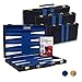 Get The Games Out Top Backgammon Set - Classic Board Game Case - Best Strategy & Tip Guide - Available in Small, Medium and Large Sizes (Blue, Large)